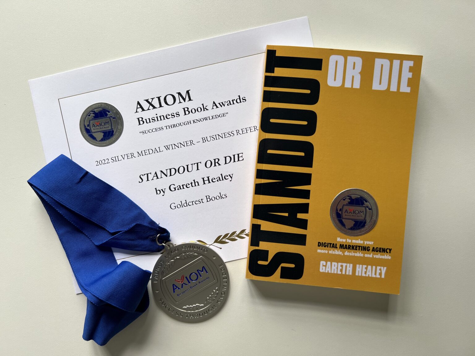 STANDOUT OR DIE by Gareth Healey winning the 2022 Axiom Business Book Awards Silver Medal