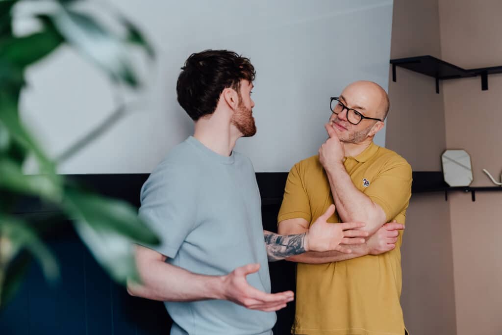 Callum Healey and Gareth Healey in discussion at Agents of Change, helping marketing agency owners move from standstill to standout.